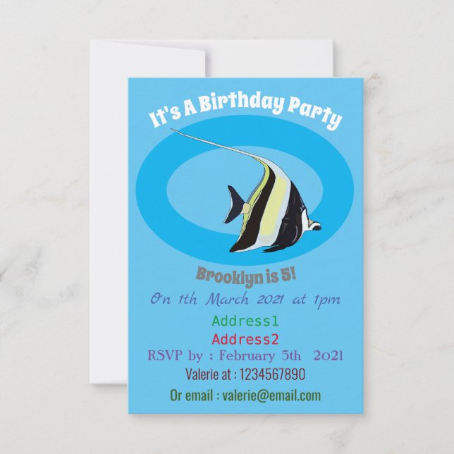 Invitación Ilustracion de personalizado de peces moro (Anverso)