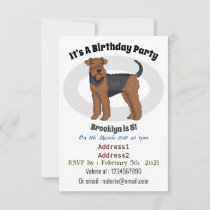 Invitación Ilustracion de personalizado de perro Airedale ter