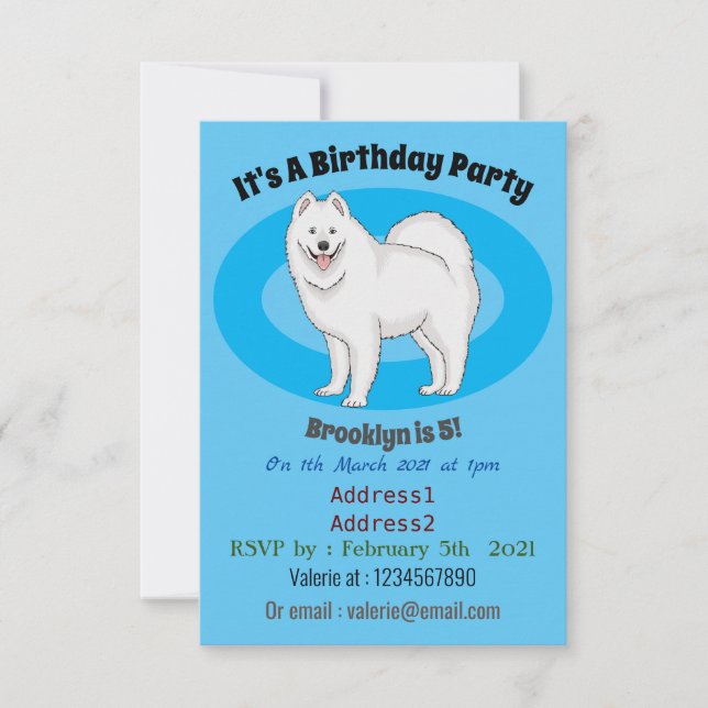 Invitación Ilustracion de personalizado de perro de Samoyed (Anverso)