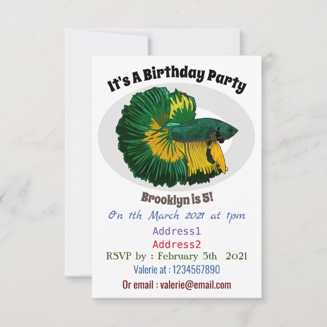 Invitación Ilustracion de personalizado de pescado de lucha s (Anverso)