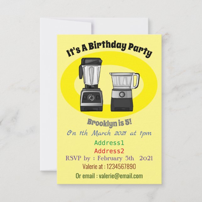 Invitación Ilustracion de personalizado de procesador y mezcl (Anverso)