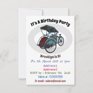 Invitación Ilustracion de personalizado de rickshaw en bicicl