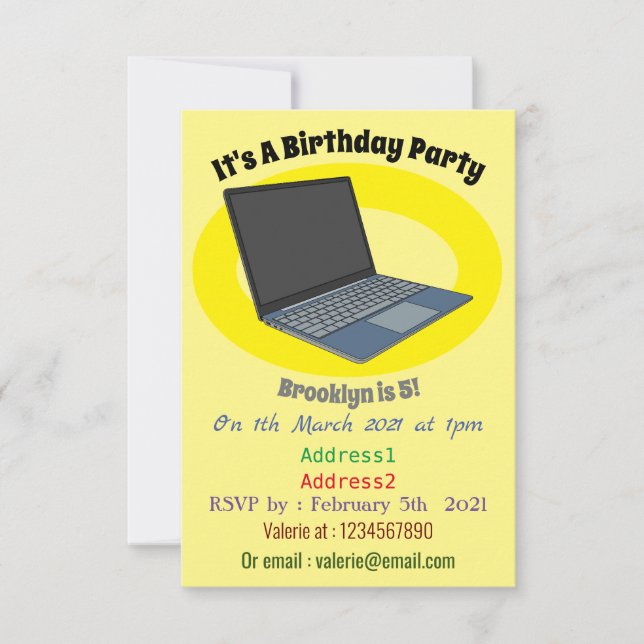 Invitación Ilustracion de personalizado para portátiles (Anverso)