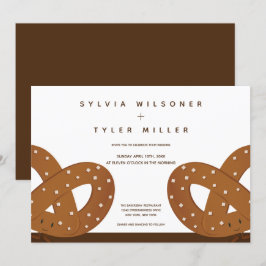 Invitación Ilustracion de Pretzels salados Boda Marrón blanco