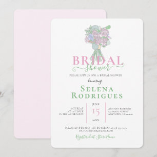 Invitación Ilustración de ramo nupcial de ducha nupcial rosa 