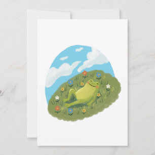 Invitación Ilustración de rana caprichosa relajándose en la c
