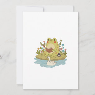 Invitación Ilustración de rana Cottagecore leyendo un libro