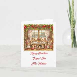 Invitación Ilustración de ratones familiares Feliz Navidad