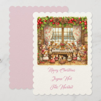 Invitación Ilustración de ratones familiares Feliz Navidad