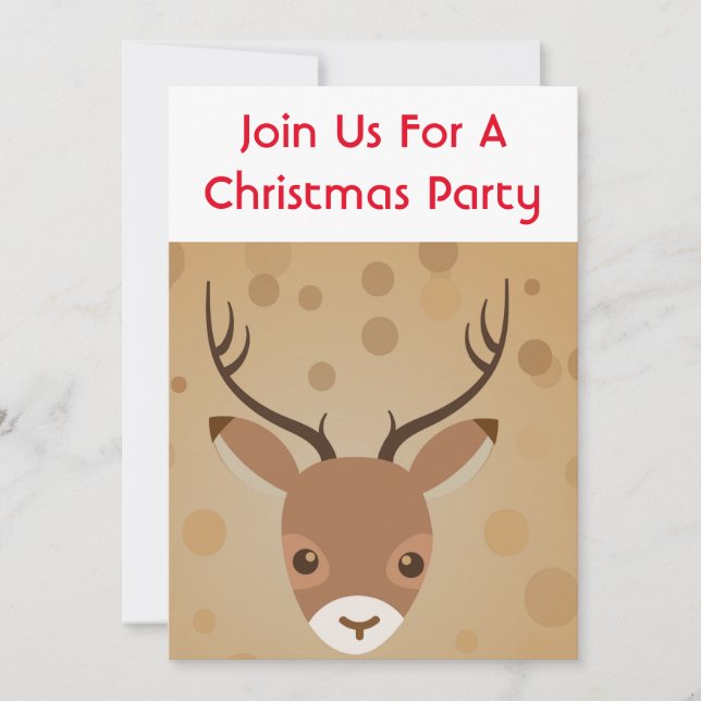 Invitación Ilustración de reno sobre fondo marrón (Anverso)