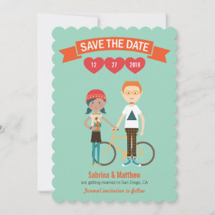 Invitación Ilustración de retrato de pareja de dibujos animad