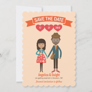 Invitación Ilustración de retrato de pareja de dibujos animad