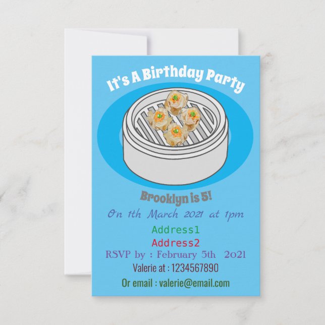 Invitación Ilustracion de Shumai dim sum personalizado (Anverso)