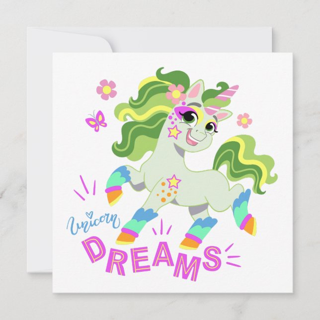 Invitación Ilustracion de unicornio cutáneo #2 (Anverso)