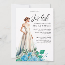 Invitación Ilustración de vestido elegante con ducha de novia