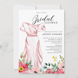 Invitación Ilustración de vestido elegante con ducha de novia