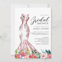 Ilustración de vestido elegante con ducha de novia