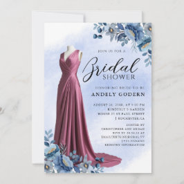 Invitación Ilustración de vestido elegante con ducha de novia