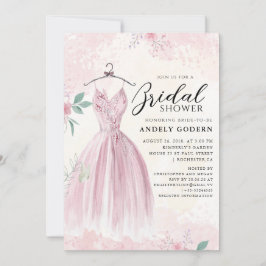Invitación Ilustración de vestido elegante con ducha de novia