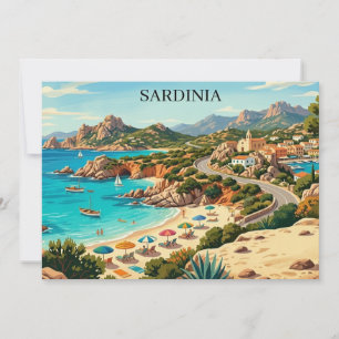 Invitación Ilustración de viaje vintage de Cerdeña Italia