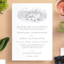 Ilustración de viñedo elegante boda formal