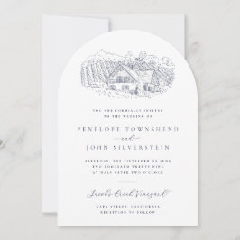 Invitación Ilustración de viñedo elegante de destino de boda