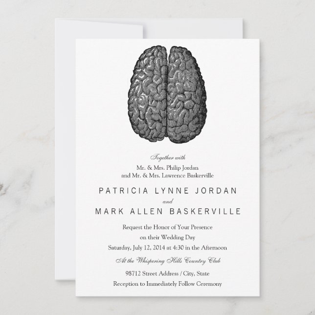 Invitación Ilustracion del cerebro humano ventilado (Anverso)