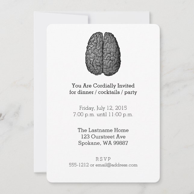 Invitación Ilustracion del cerebro humano ventilado (Anverso)