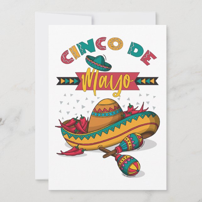 Invitación Ilustración del Cinco De Mayo, 1/2 (Anverso)