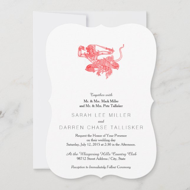 Invitación Ilustracion del libro de Hanuman Vintage (Anverso)