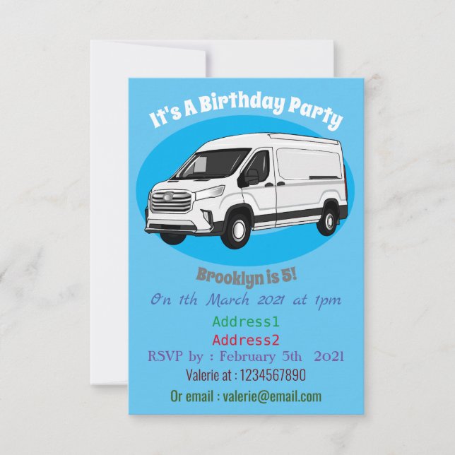 Invitación Ilustracion del personalizado de la camioneta de e (Anverso)