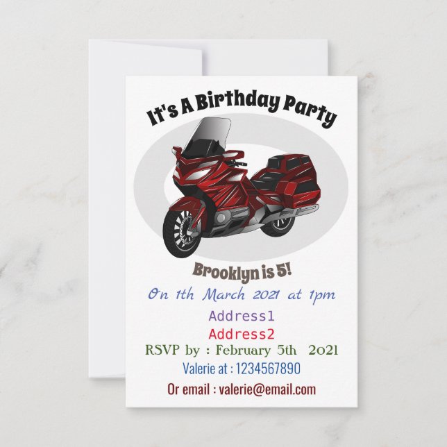 Invitación Ilustracion del personalizado de motocicleta de To (Anverso)