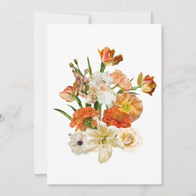 Invitación Ilustracion dibujado a mano de un ramo de flores. (Anverso)