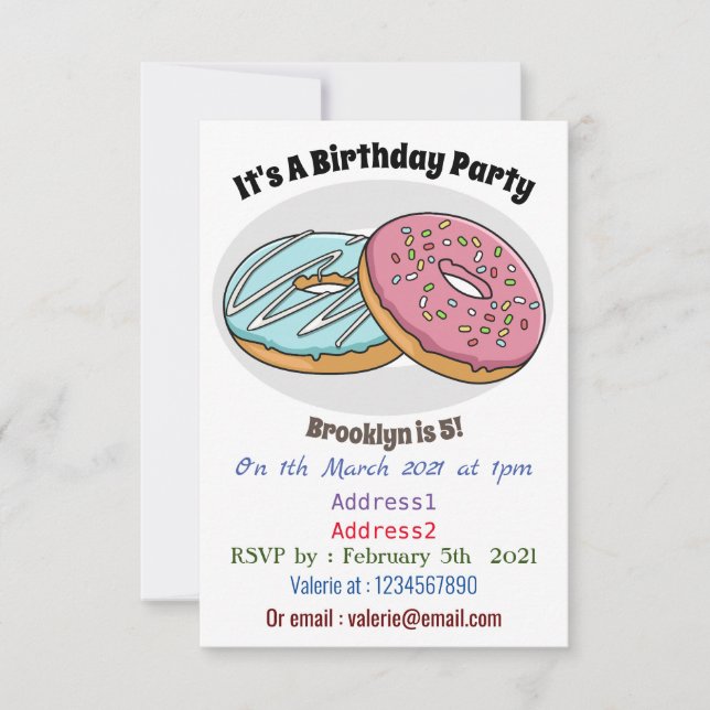 Invitación Ilustracion Donut personalizado (Anverso)