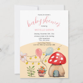 Invitación Ilustración en acuarela de fiesta de hongos lindos