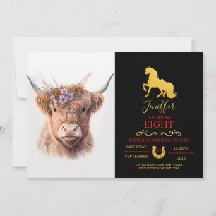 Invitación Ilustración en acuarela de vaca de las Highlands c