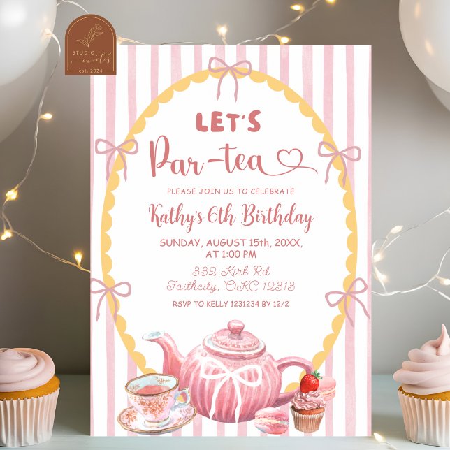 Invitación Ilustración extravagante rosa, cumpleaños de Par-T (Subido por el creador)
