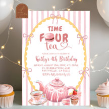 Ilustración extravagante Time FOUR té 4º cumpleaño