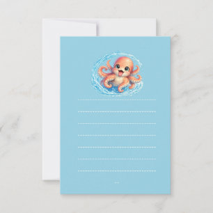 Invitación Ilustración Feliz Pulpo Kawaii Vida Marina