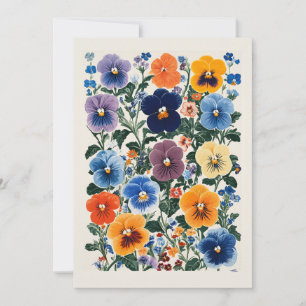 Invitación Ilustracion Floral Vibrante Pansy