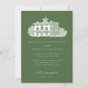 Invitación Ilustracion italiano Boda verde oliva