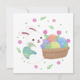 Invitación Ilustración linda del conejo de Pascua