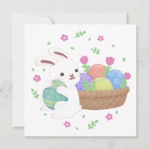 Invitación Ilustración linda del conejo de Pascua