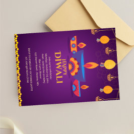 Invitación Ilustracion luminoso Diwali rosa púrpura