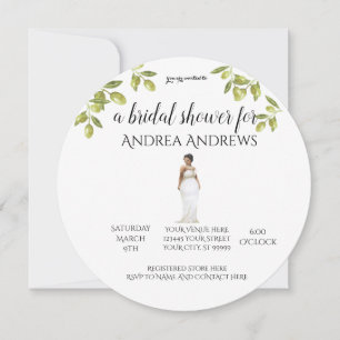 Invitación Ilustración Más Tamaño Novia Negra Ducha De Novias