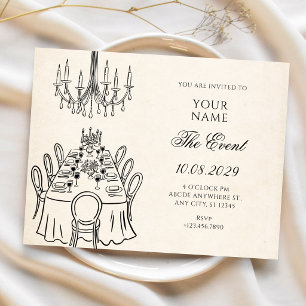 Invitación Ilustración Mesa de comedor elegante 
