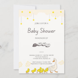 Invitación Ilustración Minimalista de Baby Shower de Pato Ado