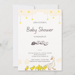 Invitación Ilustración Minimalista de Baby Shower de Pato Ado