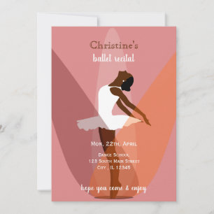 Invitación Ilustración minimalista de bailarina negra recital