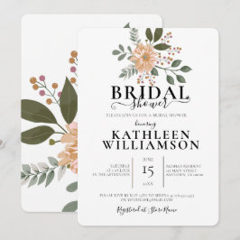 Invitación Ilustración moderna de flores para ducha de novia